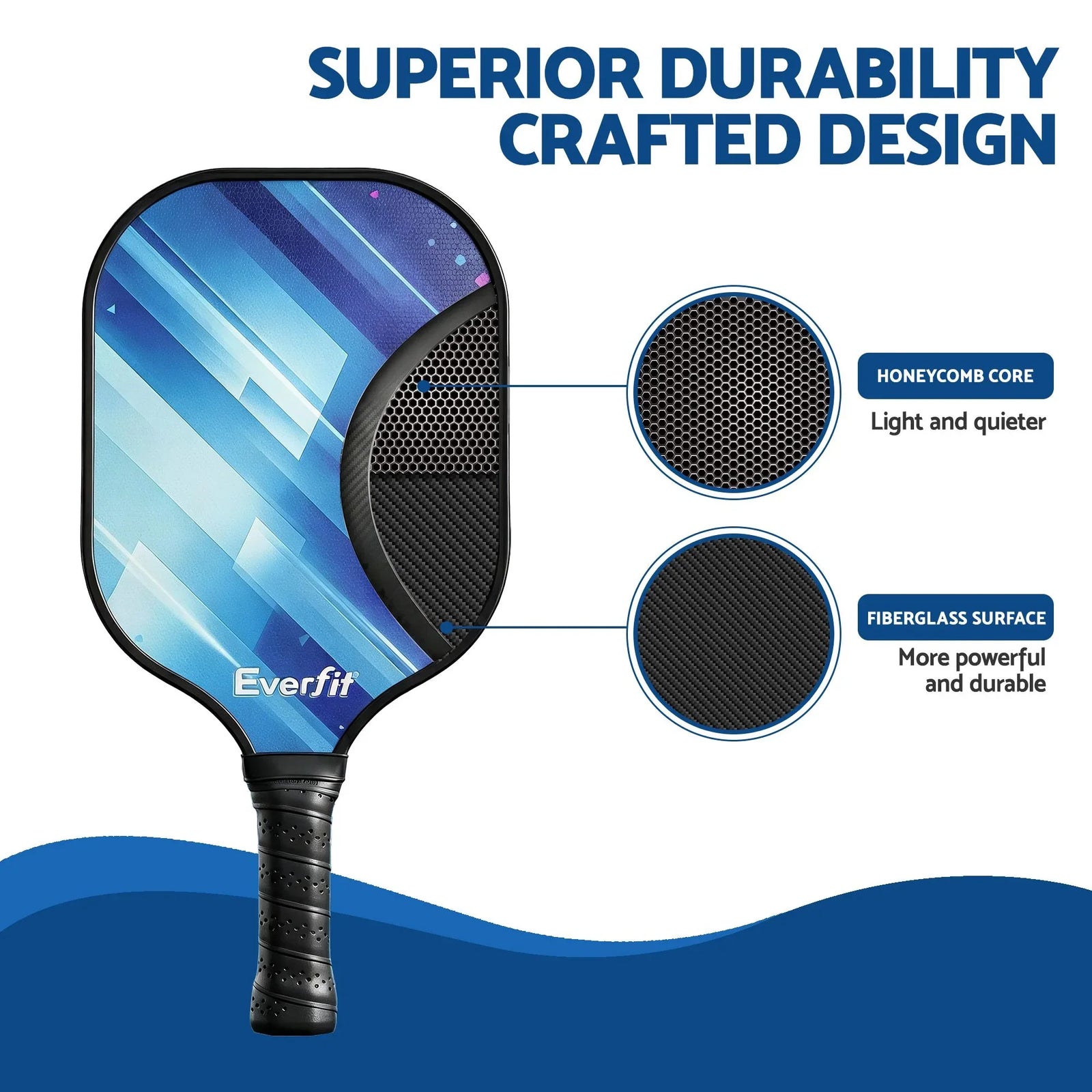 Pickleball Paddle Set Fibreglass Racquet Honeycomb Core With Bag