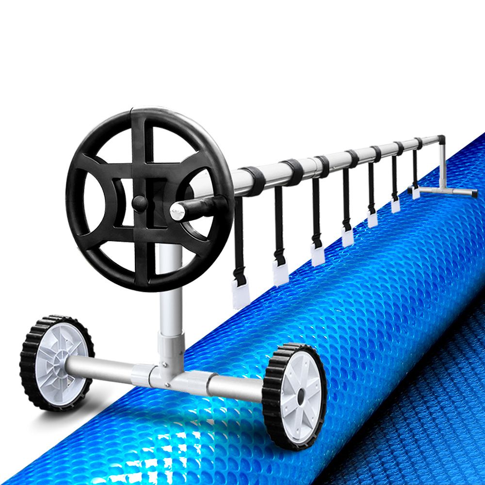 10x4M Solar Pool Cover and Adjustable Aluminium Pool Roller Set