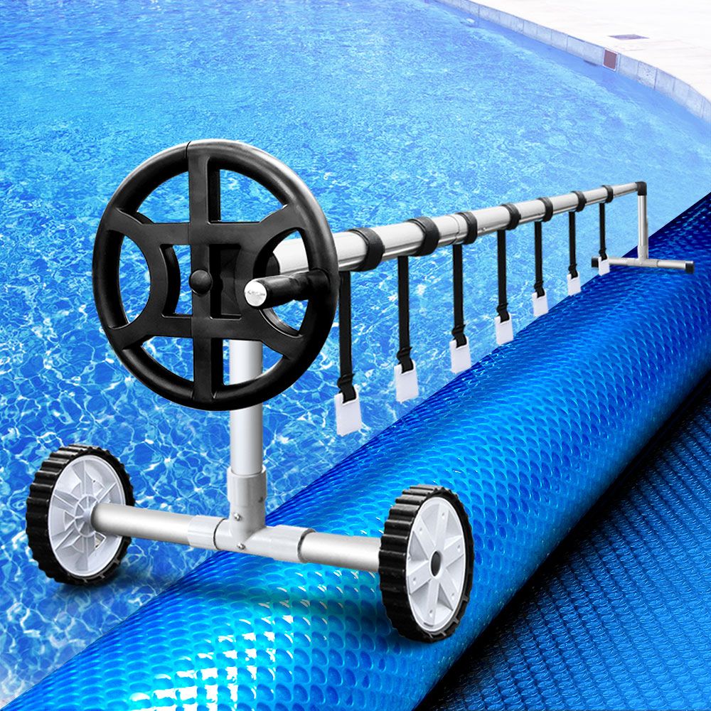 10x4M Solar Pool Cover and Adjustable Aluminium Pool Roller Set