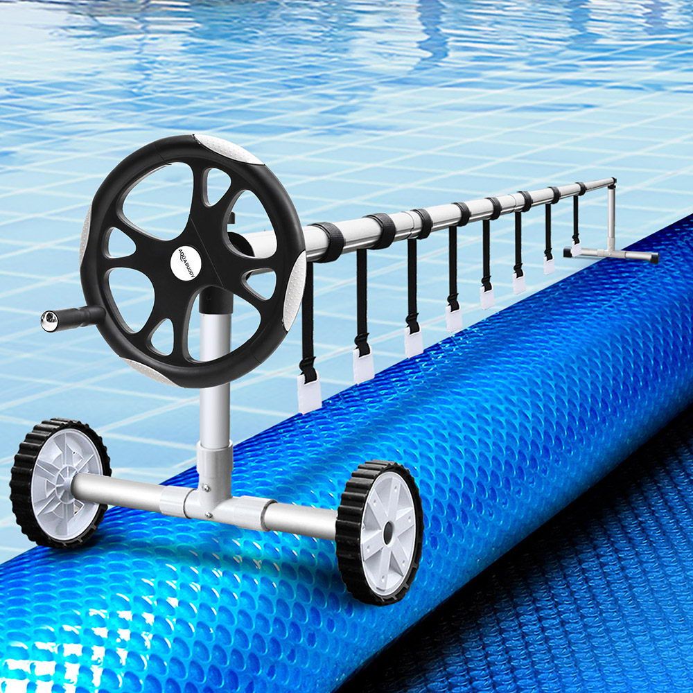 10x4M Solar Pool Cover with Adjustable Aluminium Pool Roller Set