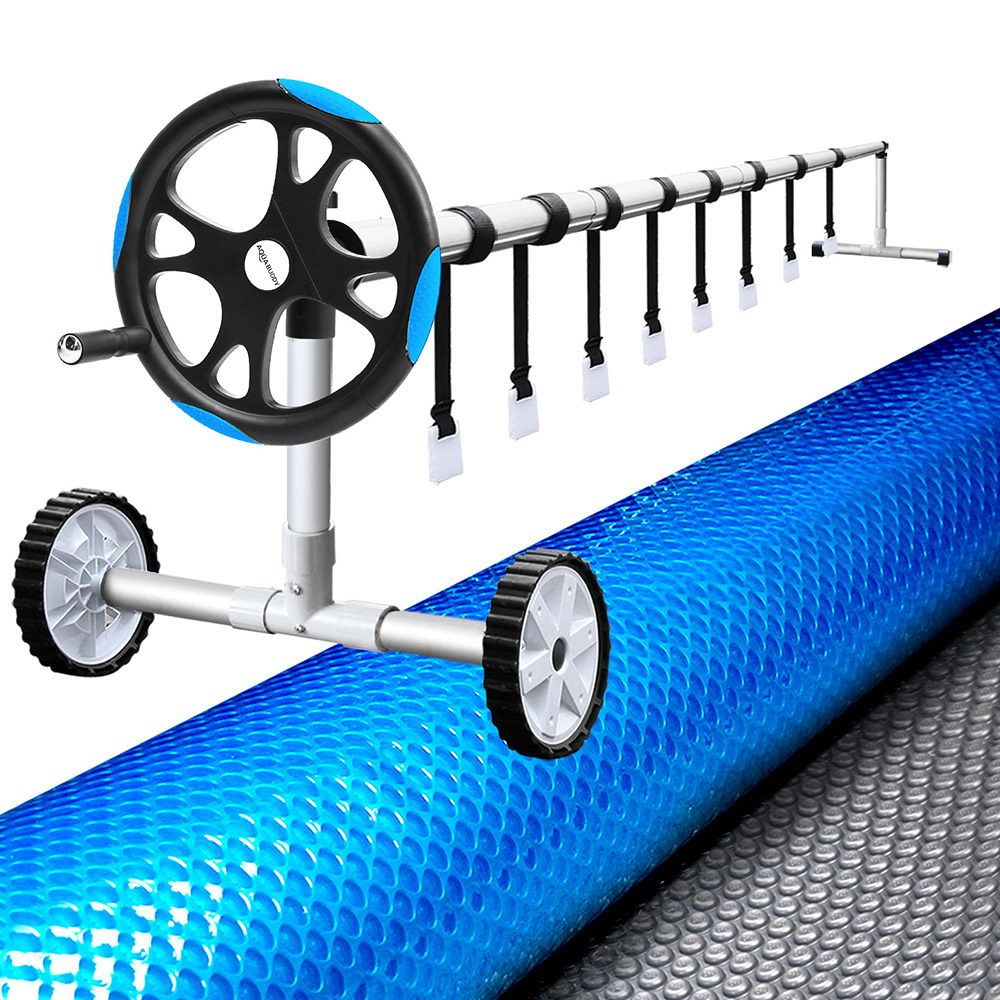 10x4M Solar Pool Cover with Aluminium Roller Reel Set Adjustable
