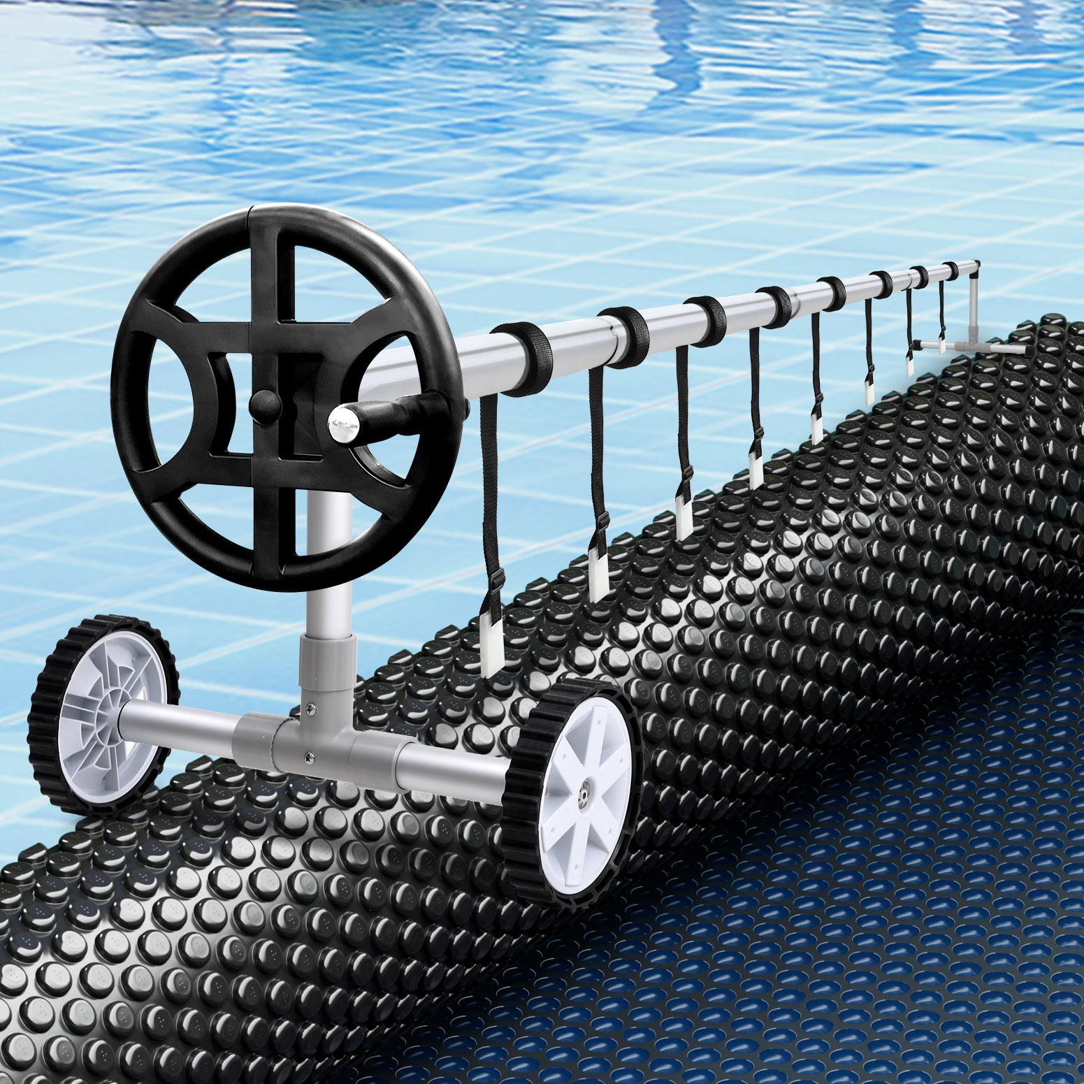 Pool Cover 600 Micron 10x4m w/ Roller 4m Swimming Pools Black Solar Blanket