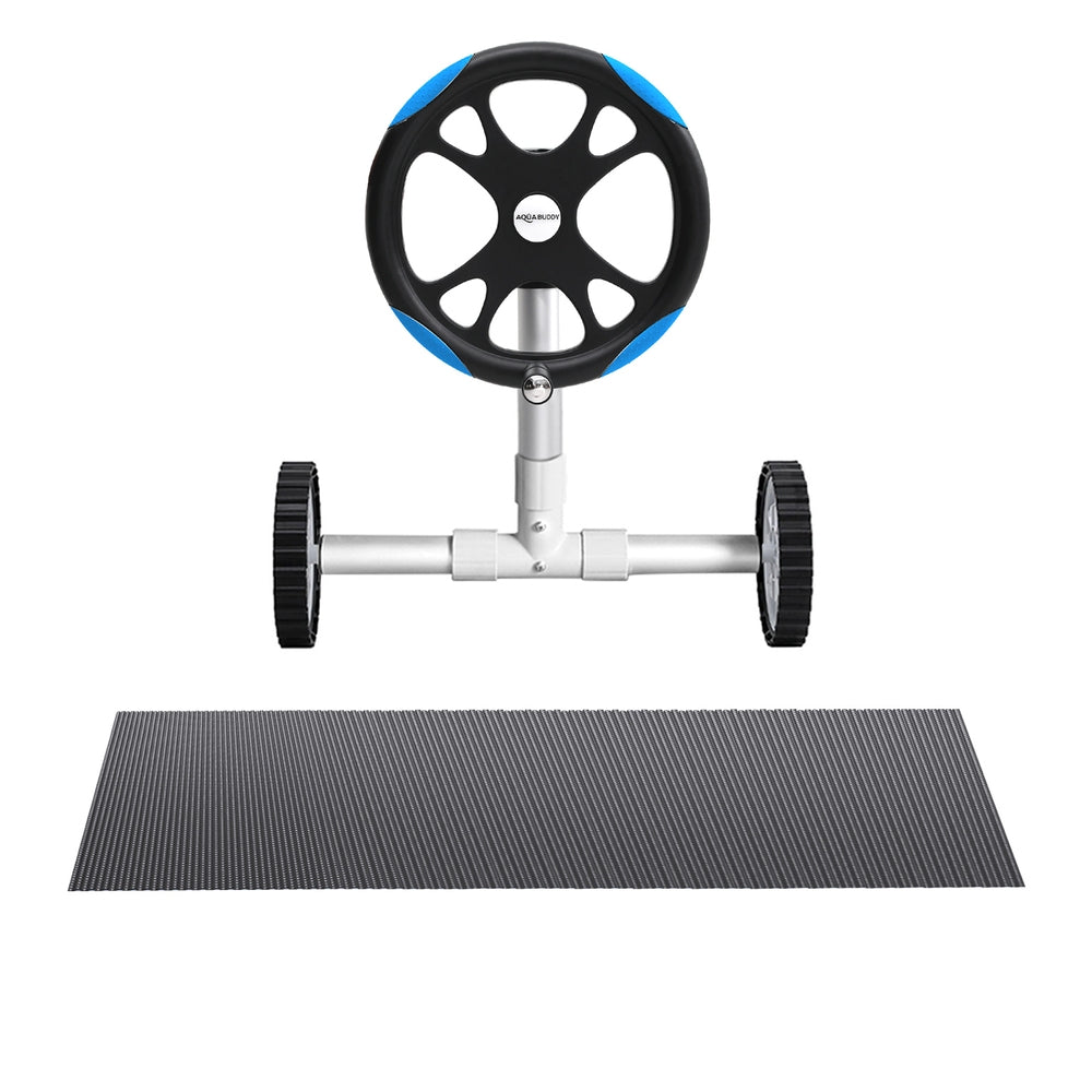 Pool Cover 600 Micron 10x4m w/ Roller 5.55m Black Solar Blanket