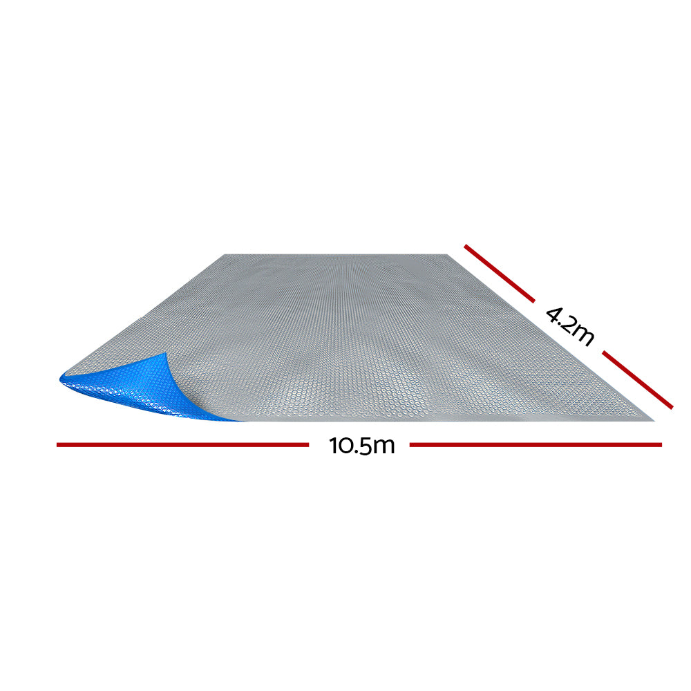 Pool Cover 500 Micron 10.5x4.2m Swimming Pool Solar Blanket Blue Silver