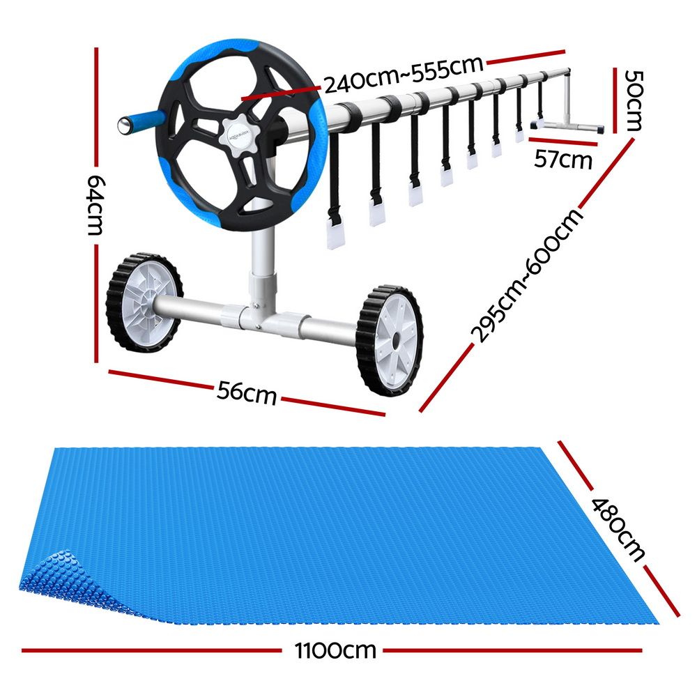 11x4.8M Solar Pool Cover with Aluminium Roller Reel System Adjustable