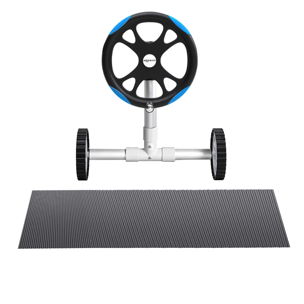 Pool Cover 600 Micron 11x4.8m w/ Roller 5.55m Black Solar Blanket