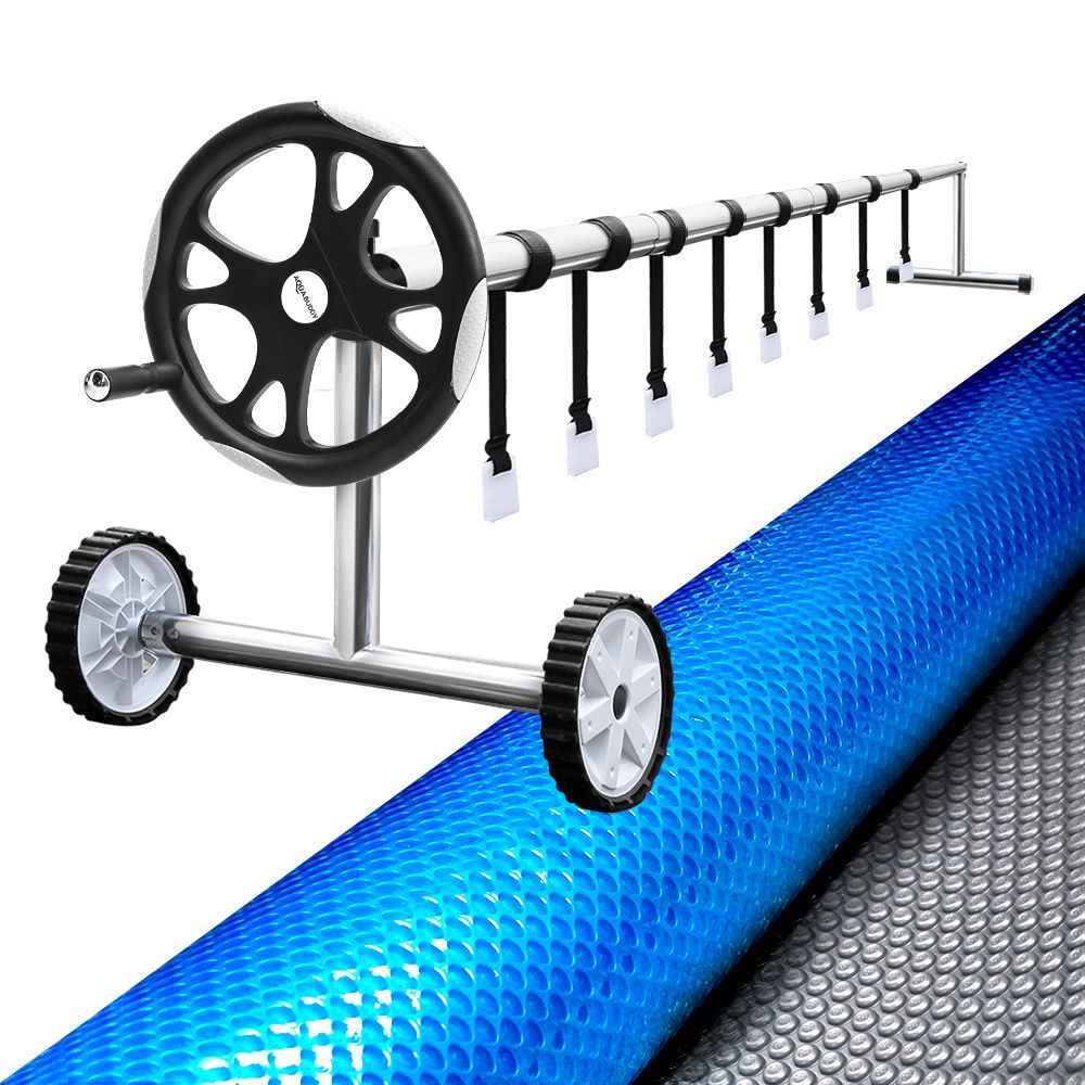 Pool Cover 6.5x3m 400 Micron Silver Swimming Pool Solar Blanket 5.5m Roller