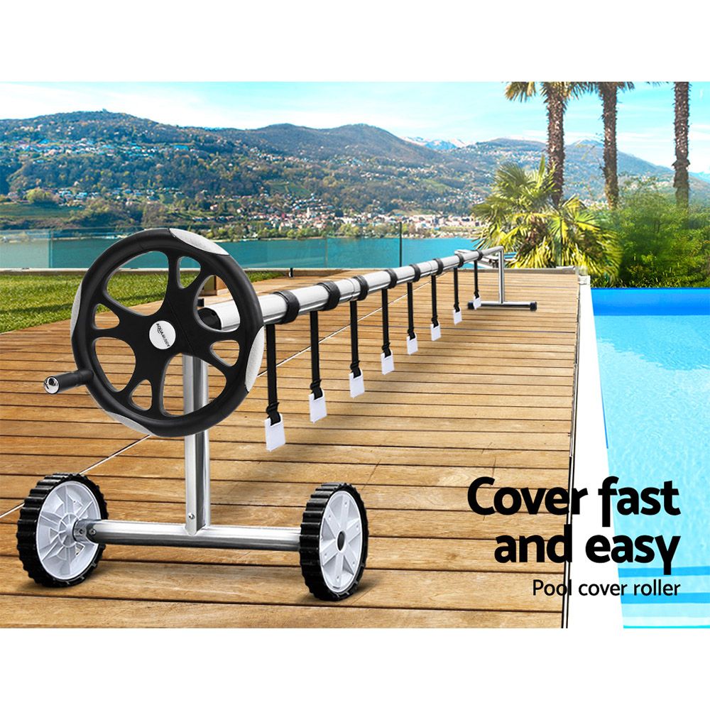 Pool Cover 6.5x3m 400 Micron Silver Swimming Pool Solar Blanket 5.5m Roller