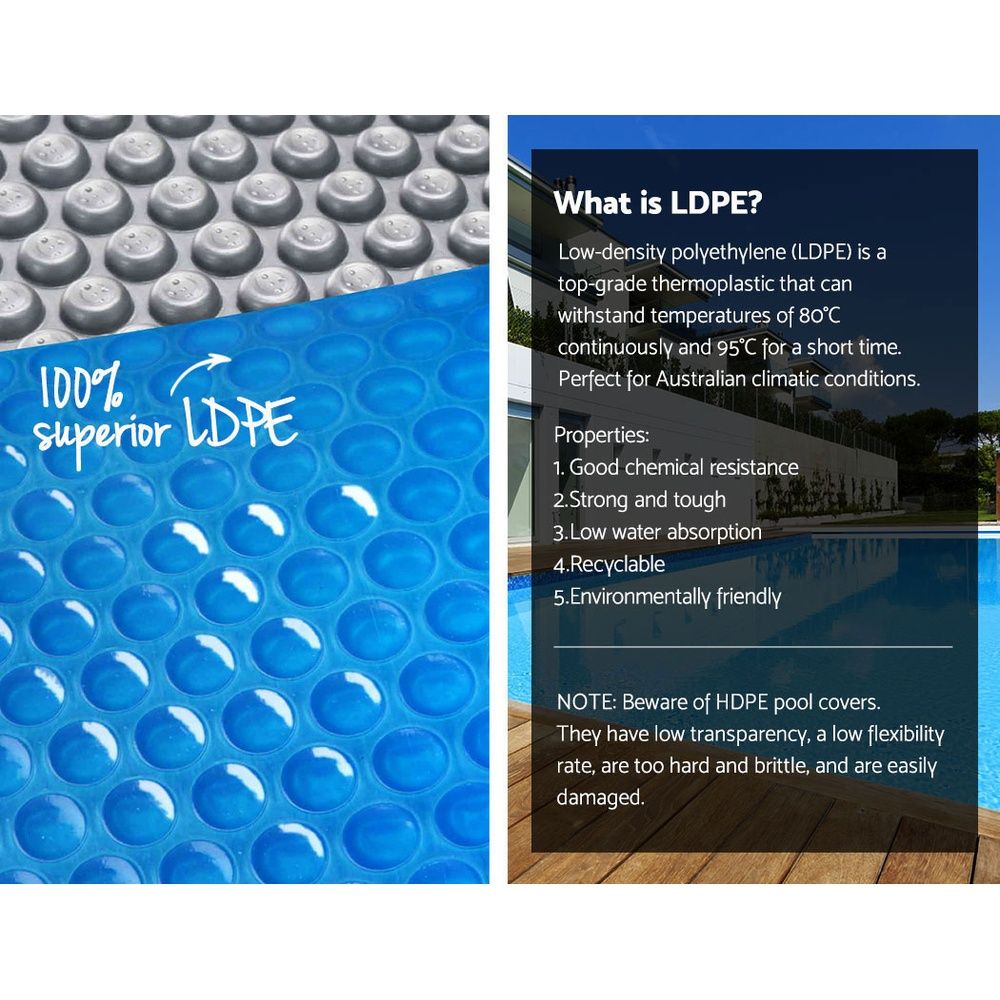 6.5x3m Solar Pool Cover 500 Micron with 5.5m Aluminium Roller Set Blue Silver