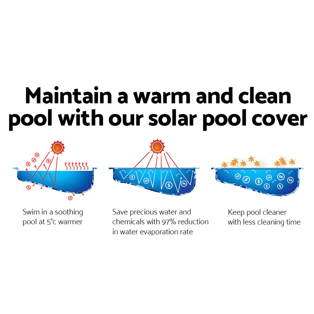 Aquabuddy Pool Cover 6.5x3m 400 Micron Swimming Pool Solar Blanket Blue Silver