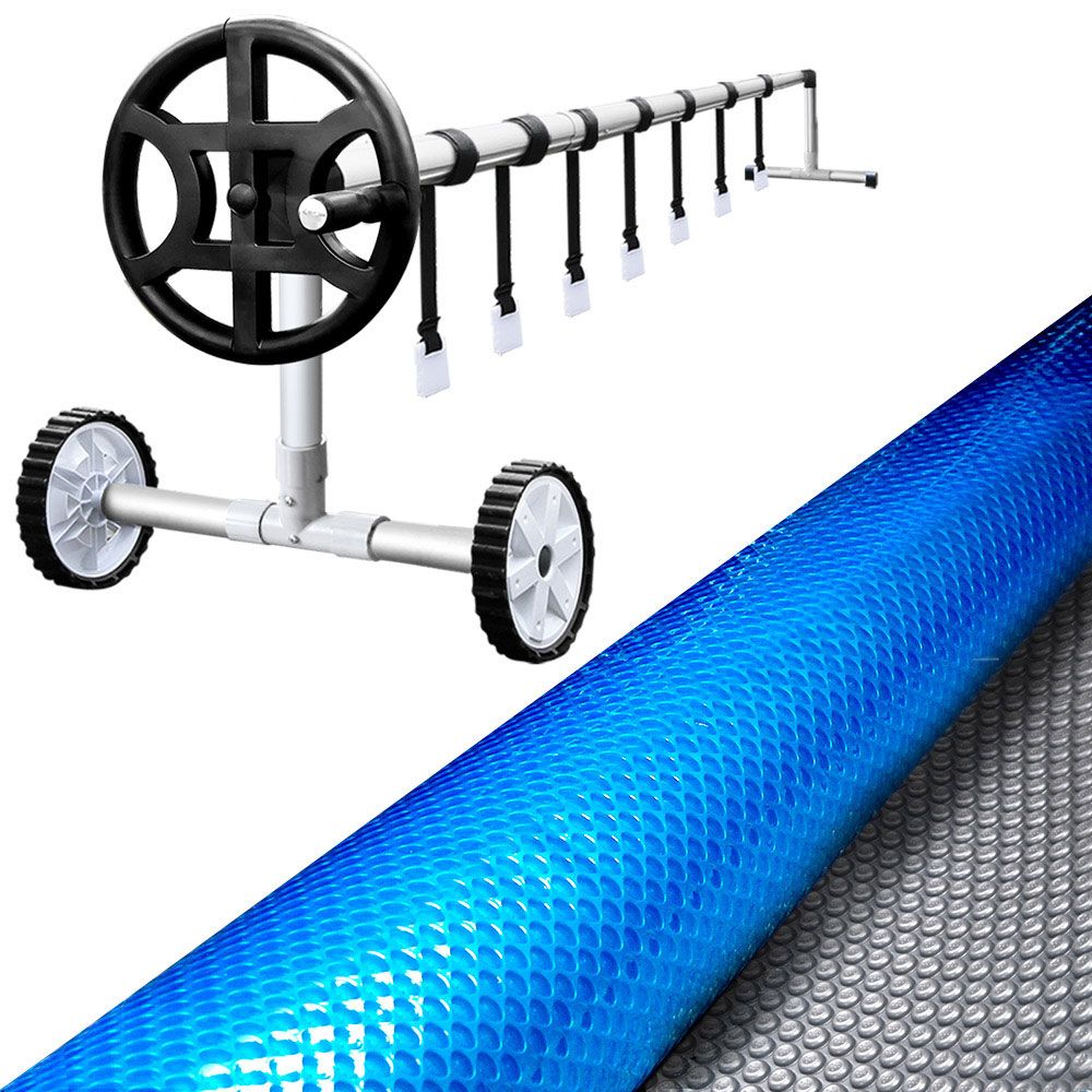 Pool Cover Roller Set 6.5x3m Solar Pool Cover 400 Micron Aluminium Reel