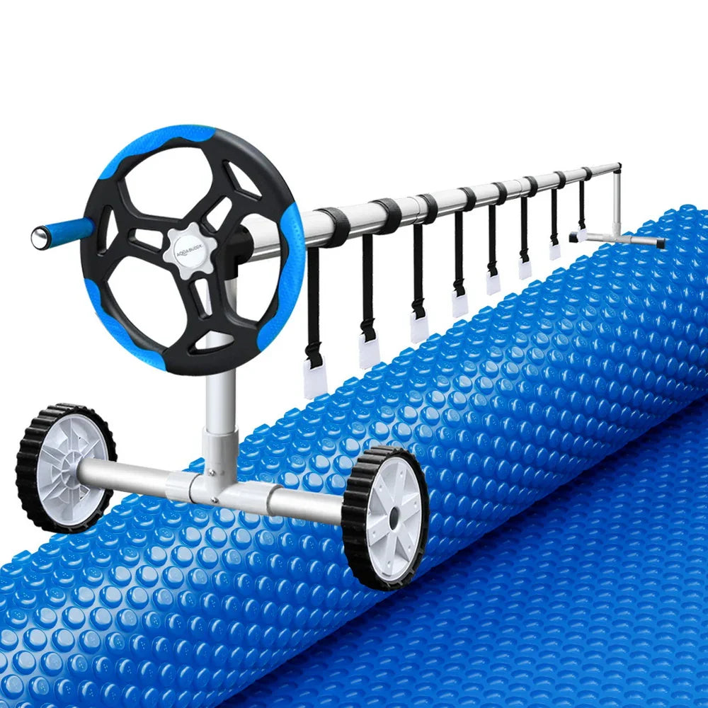 Pool Cover 600 Micron 7x4m w/ Roller 5.55m Solar Blanket Blue