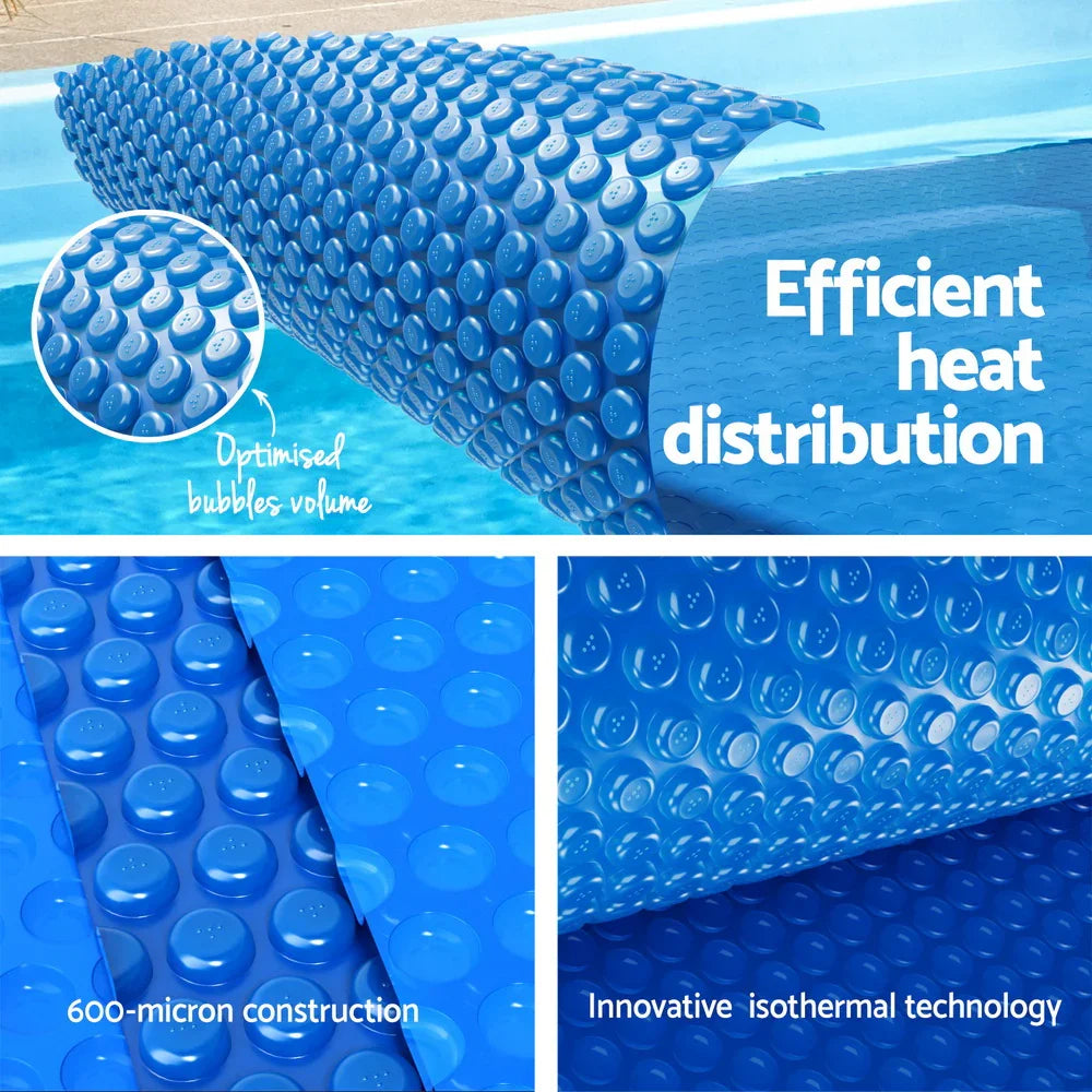 Pool Cover 600 Micron 7x4m w/ Roller 5.55m Solar Blanket Blue
