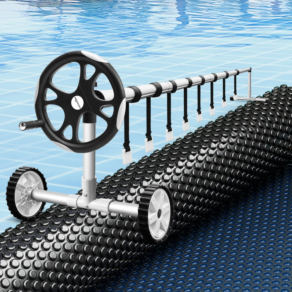 Pool Cover 600 Micron 7x4m w/ Roller 5.55m Swimming Pools Black Solar Blanket