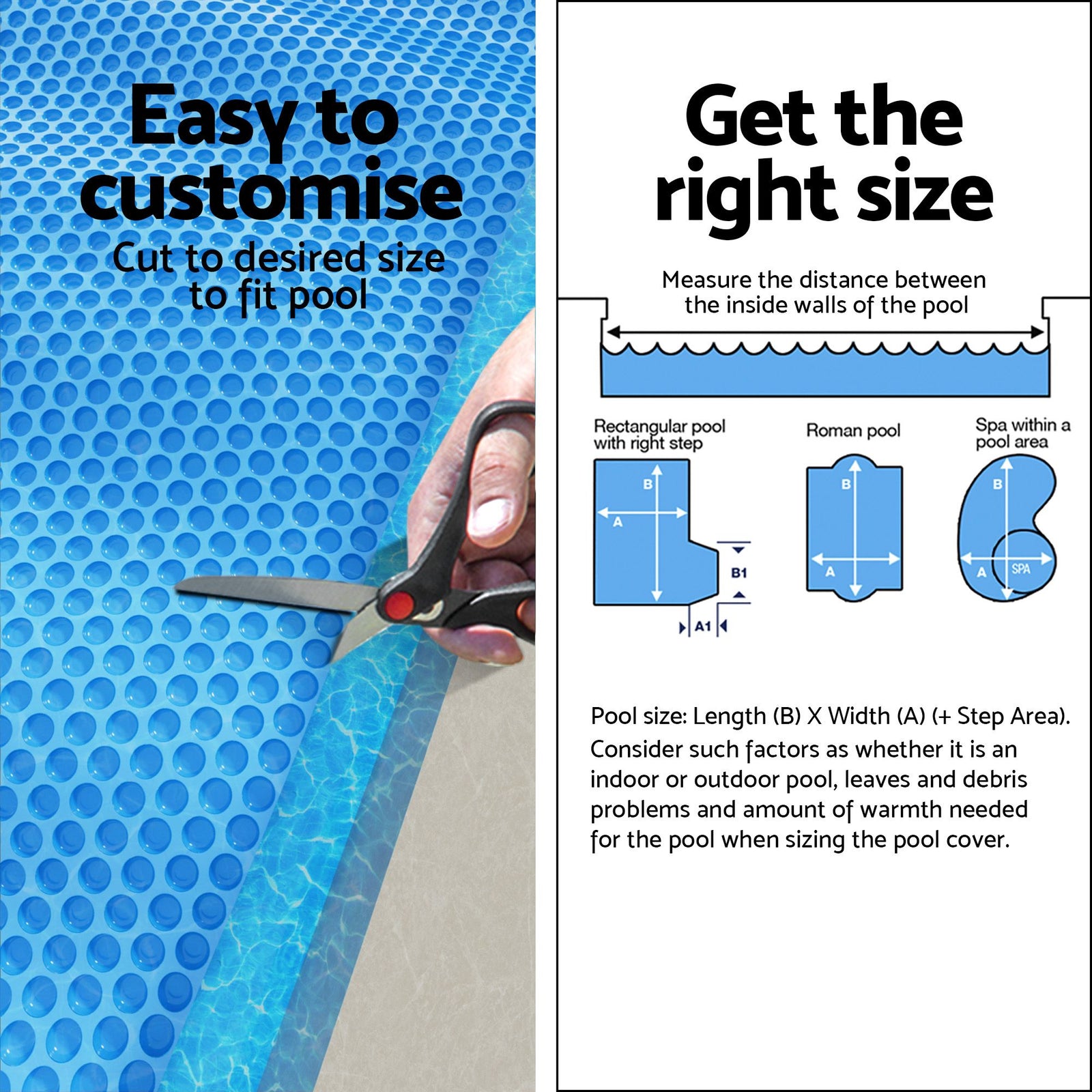 Aqua Buddy Pool Cover 600 Micron 7x4m Bubble Heat Solar Blanket Blue Silver