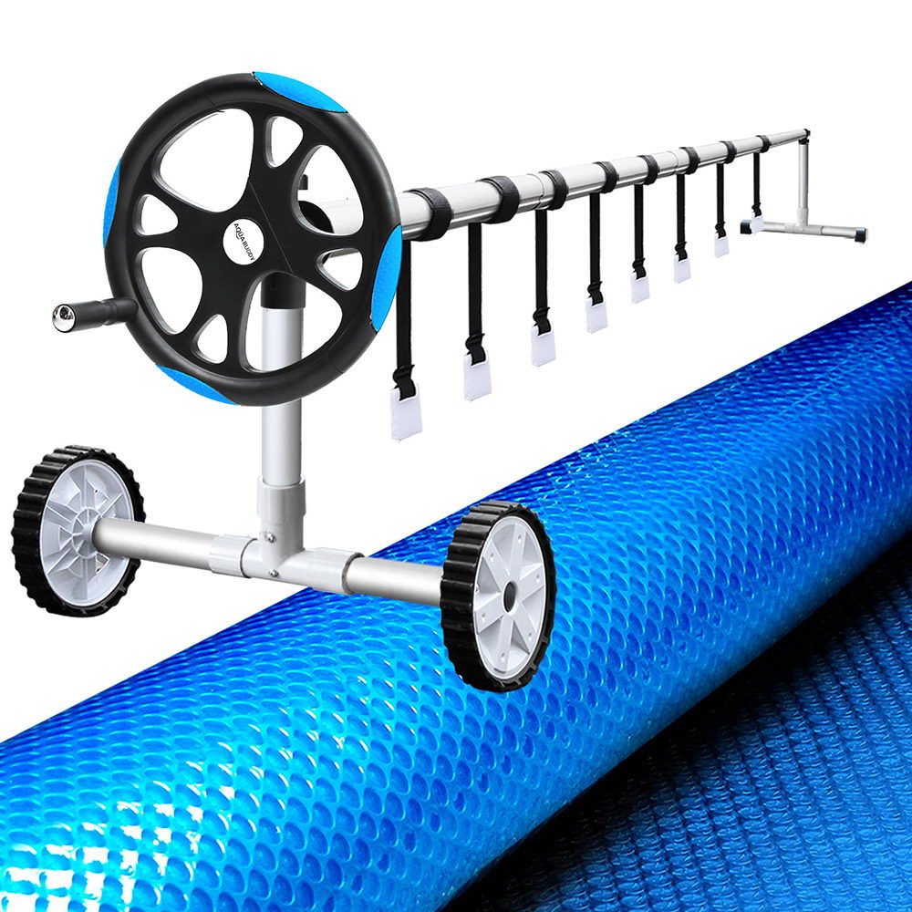 8x4.2M Solar Pool Cover and Adjustable Aluminium Pool Roller Set