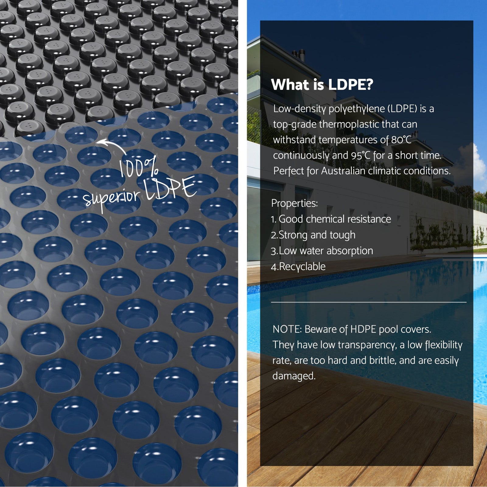 Aqua Buddy Pool Cover 600 Micron Bubble Heat Solar Blanket Blue Black 8x4.2m