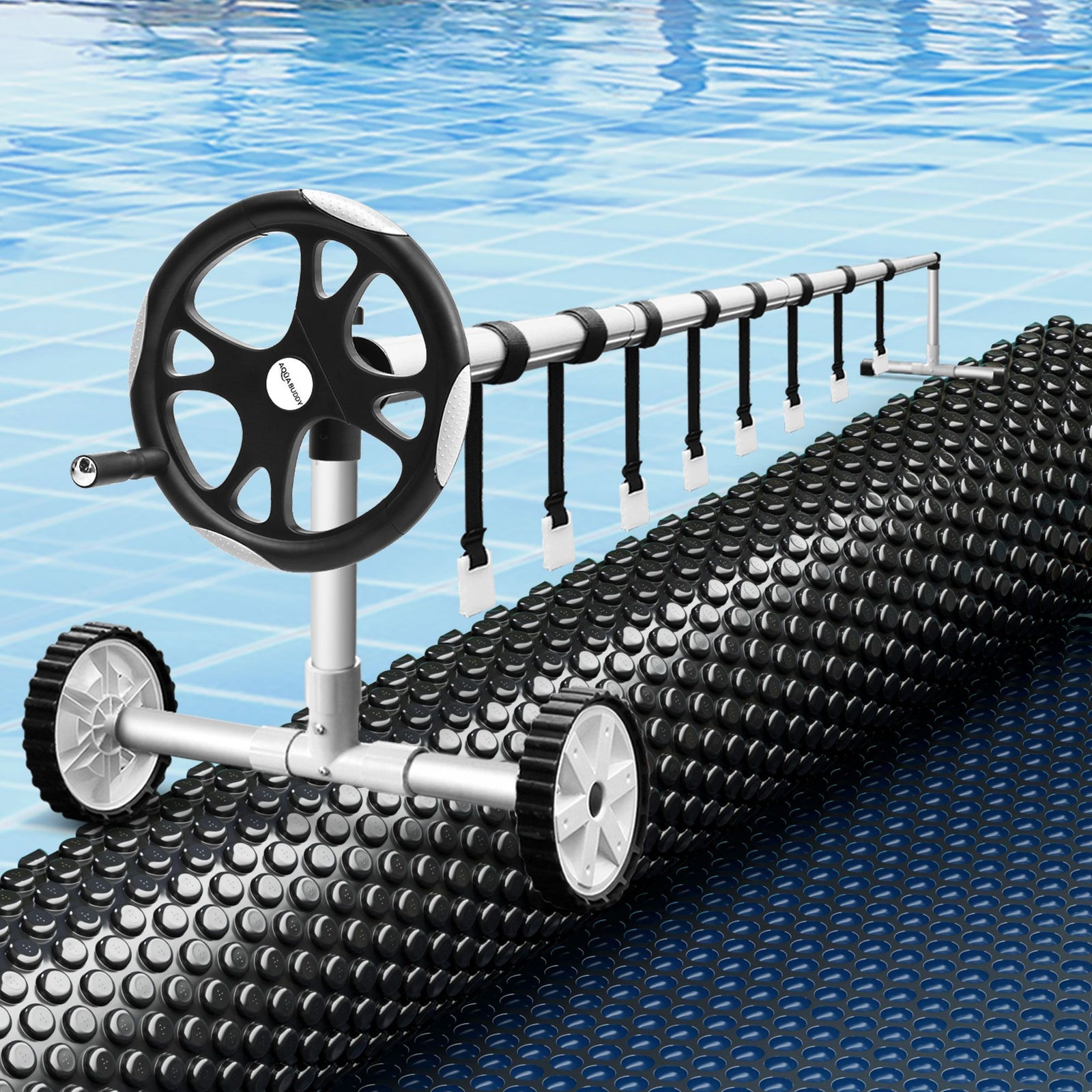 Pool Cover 600 Micron 8x4.2m w/ Roller 5.55m Swimming Pools Black Solar Blanket