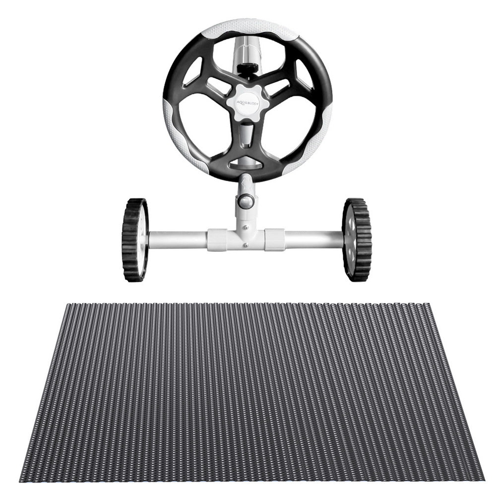 Pool Cover 600 Micron 8.5x4.2m w/ Roller 5.55m Swimming Pools Black Solar Blanket