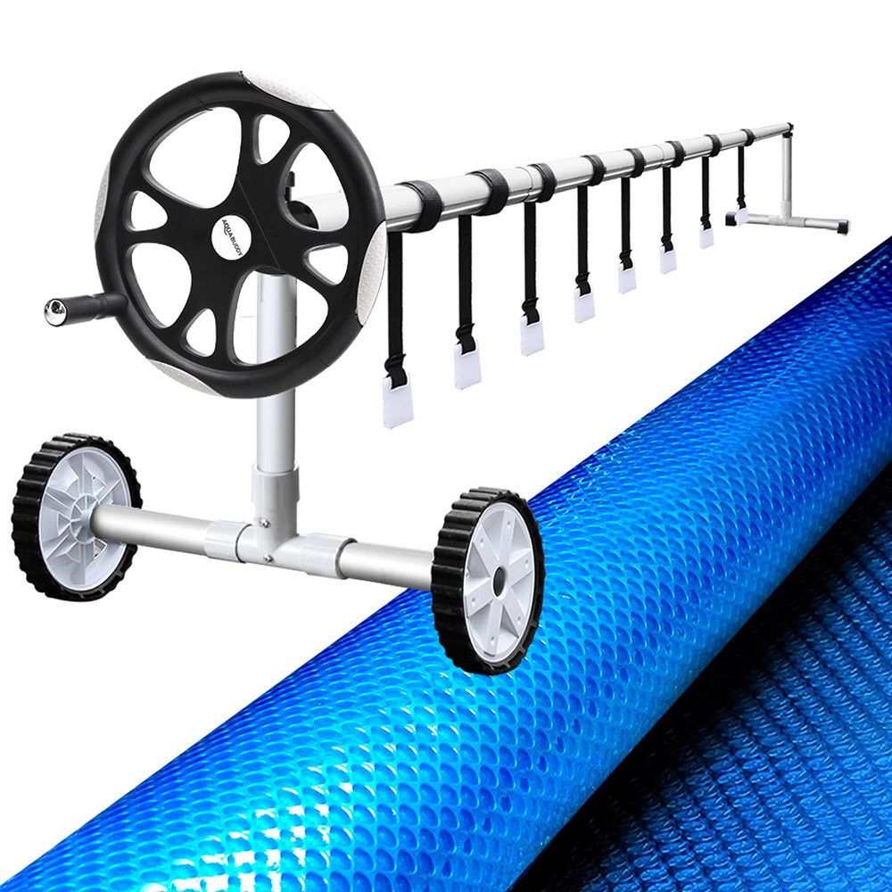 9x5M Solar Pool Cover with Adjustable Aluminium Roller 5.55m Width