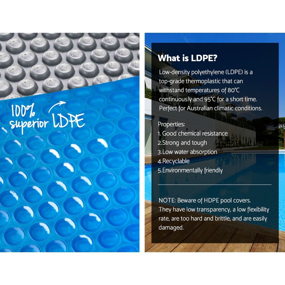 9x5M Solar Pool Cover with Adjustable Aluminium Roller 5.55m Width
