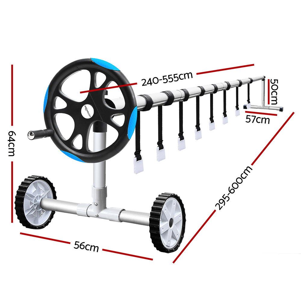 9.5x5m Solar Pool Cover with Aluminium Pool Roller Reel 500 Micron