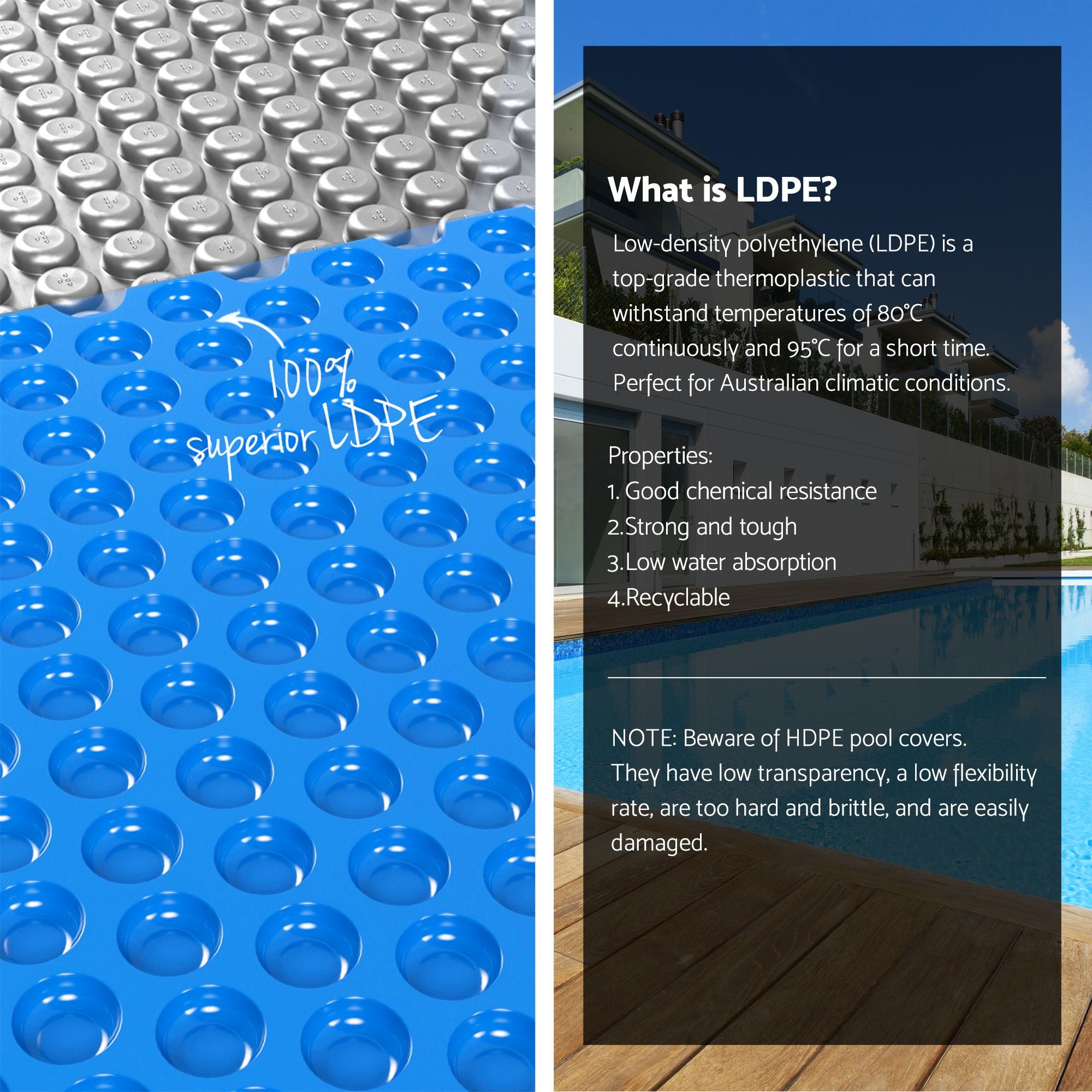 Pool Cover 600 Micron 9.5x5m Bubble Heat Solar Blanket Blue Silve