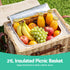 2 Person Insulated Picnic Basket Set with Foldable Wood Table Mat