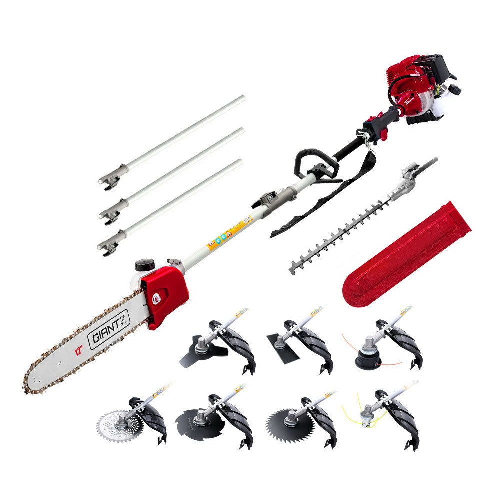 4 Stroke Pole Chainsaw Petrol Hedge Trimmer Tree Pruner 12'' 9 In 1