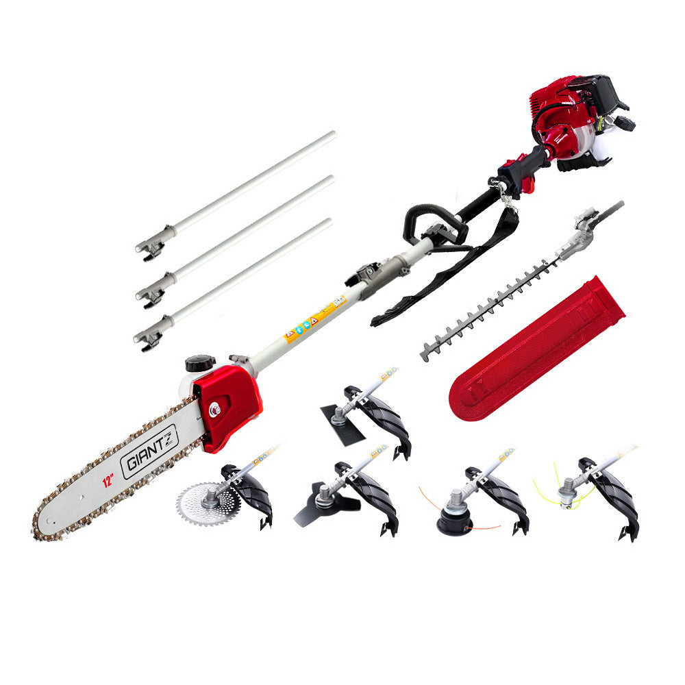 4 Stroke Pole Chainsaw Petrol Hedge Trimmer Tree Pruner 12'' 7 In 1