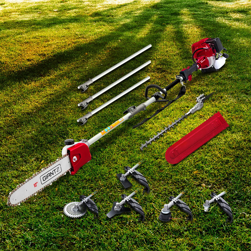 4 Stroke Pole Chainsaw Petrol Hedge Trimmer Tree Pruner 12'' 7 In 1