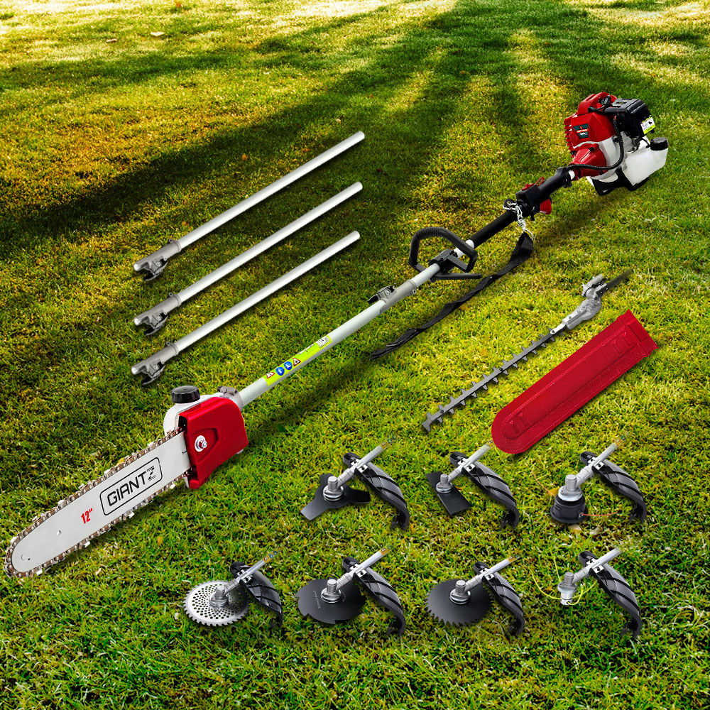 Pole Chainsaw 2 Stroke Petrol Tree Pruner Long Reach Saw 12 Inch Bar 9 In 1