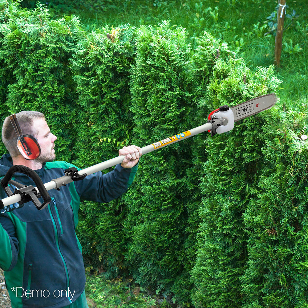 Pole Chainsaw 2 Stroke Petrol Tree Pruner Long Reach Saw 12 Inch Bar 2 In 1