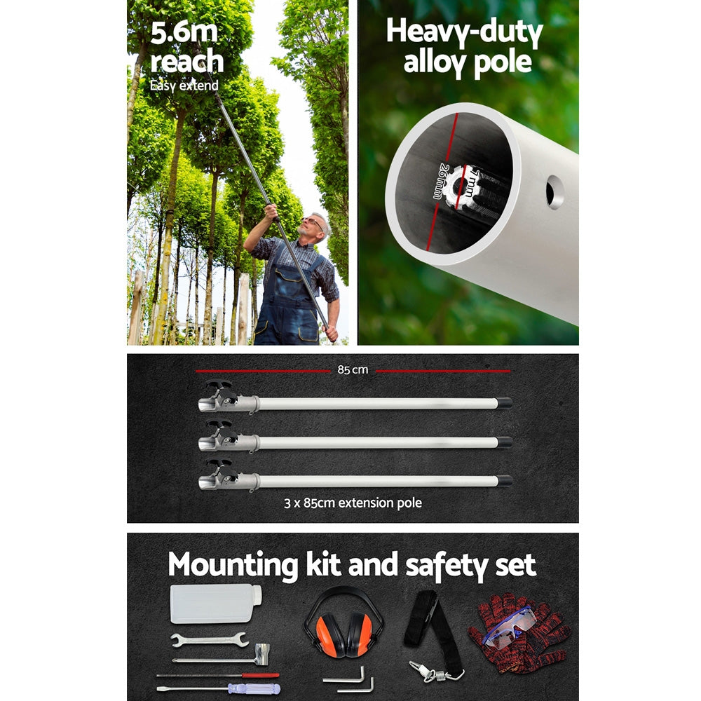 Giantz Pole Chainsaw 2 Stroke Petrol Tree Pruner Long Reach Saw 12 Inch Bar 7 In 1