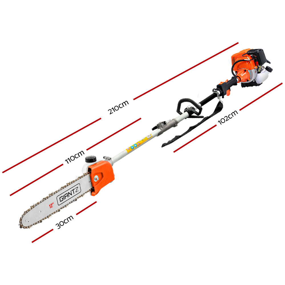 Pole 4 Stroke Chainsaw Petrol Tree Pruner Long Reach Saw 12 Inch Bar