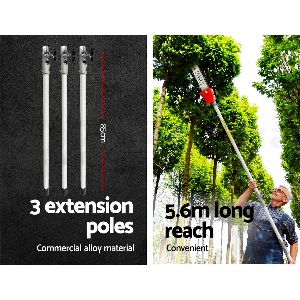 Pole 4 Stroke Chainsaw Petrol Tree Pruner Long Reach Saw 12 Inch Bar