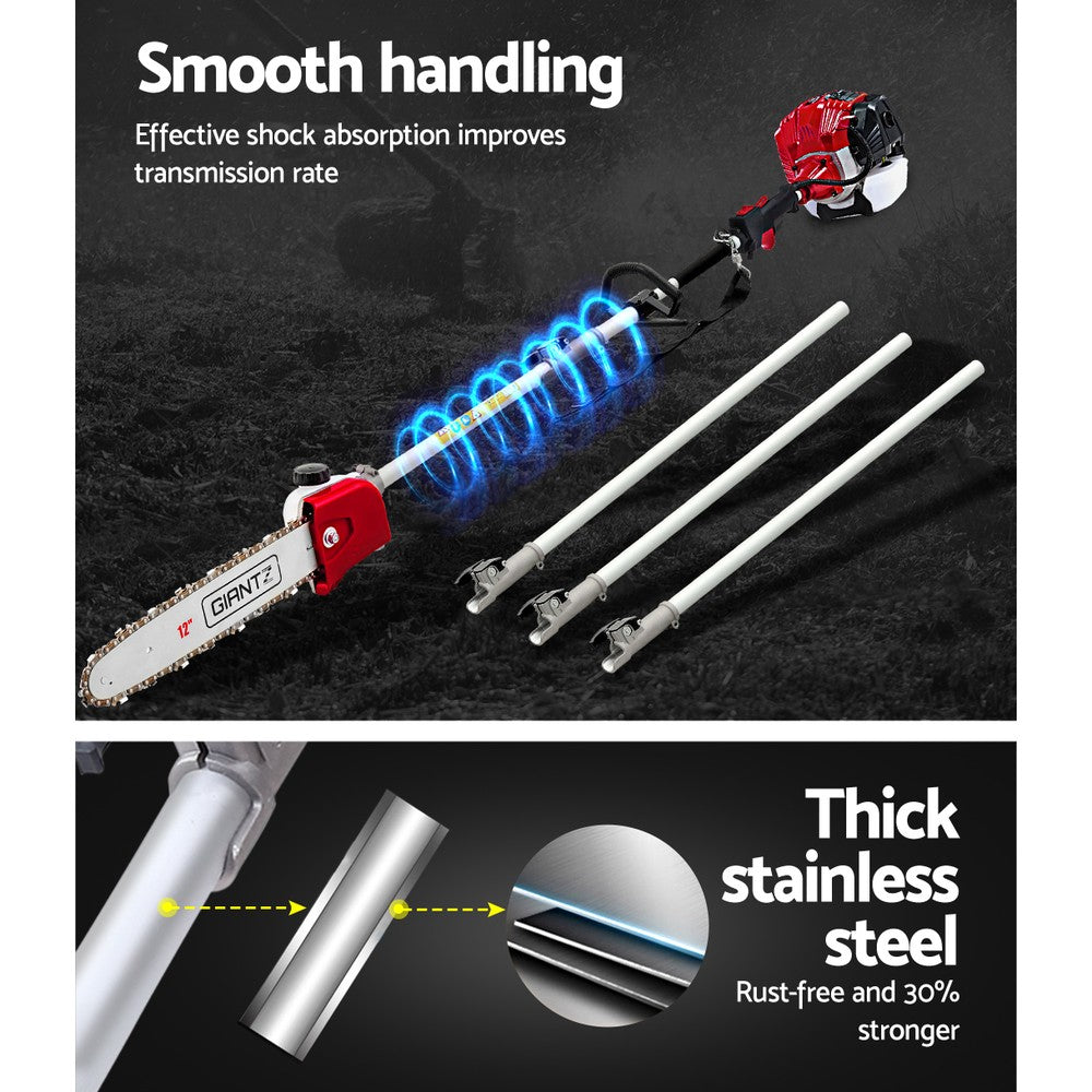 Giantz Pole Chainsaw 2 Stroke Petrol Hedge Trimmer Tree Pruner 7 In 1