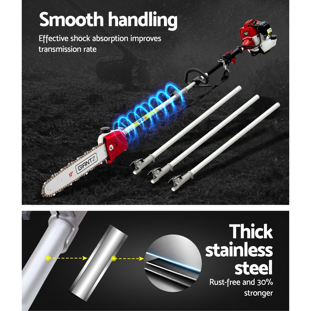 Giantz Pole Chainsaw 2 Stroke Petrol Tree Pruner Long Reach Saw 12 Inch Bar