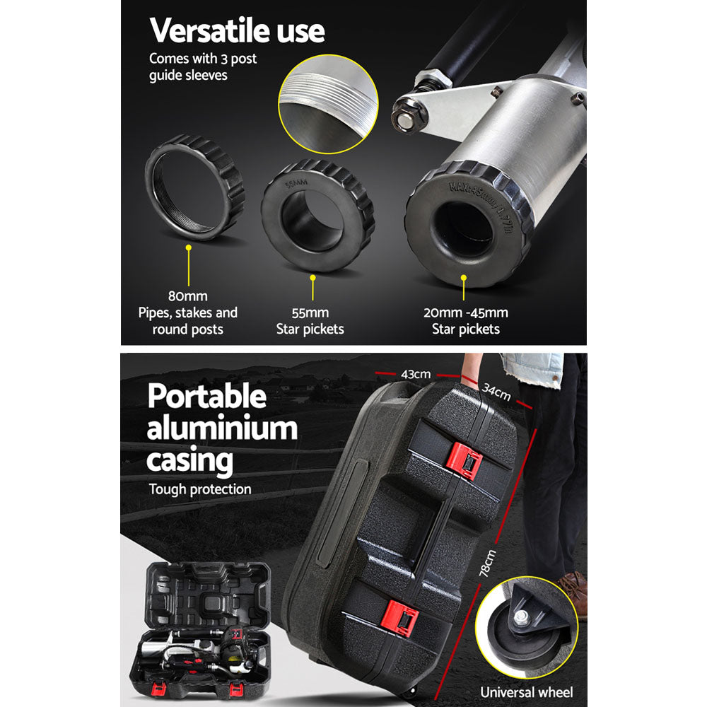 Petrol Post Driver 38CC 4-Stroke 2 Tonne Star Picket Fence Case Black