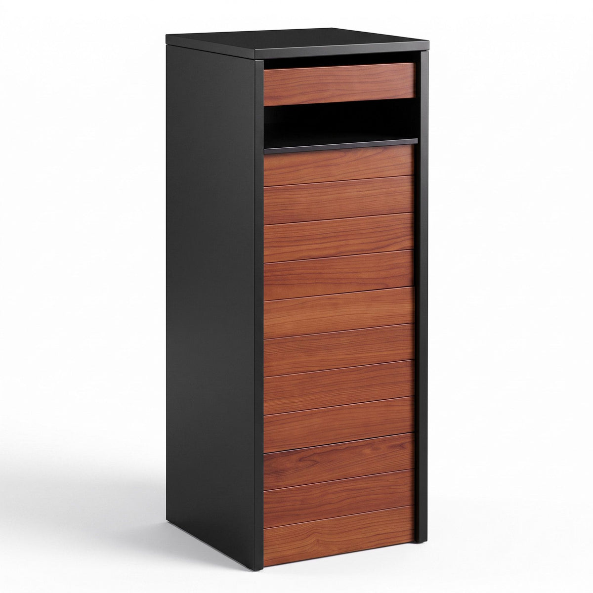 Parcel Letterbox Drop Box Package Slot Mailbox Walnut Lockable Steel Unit