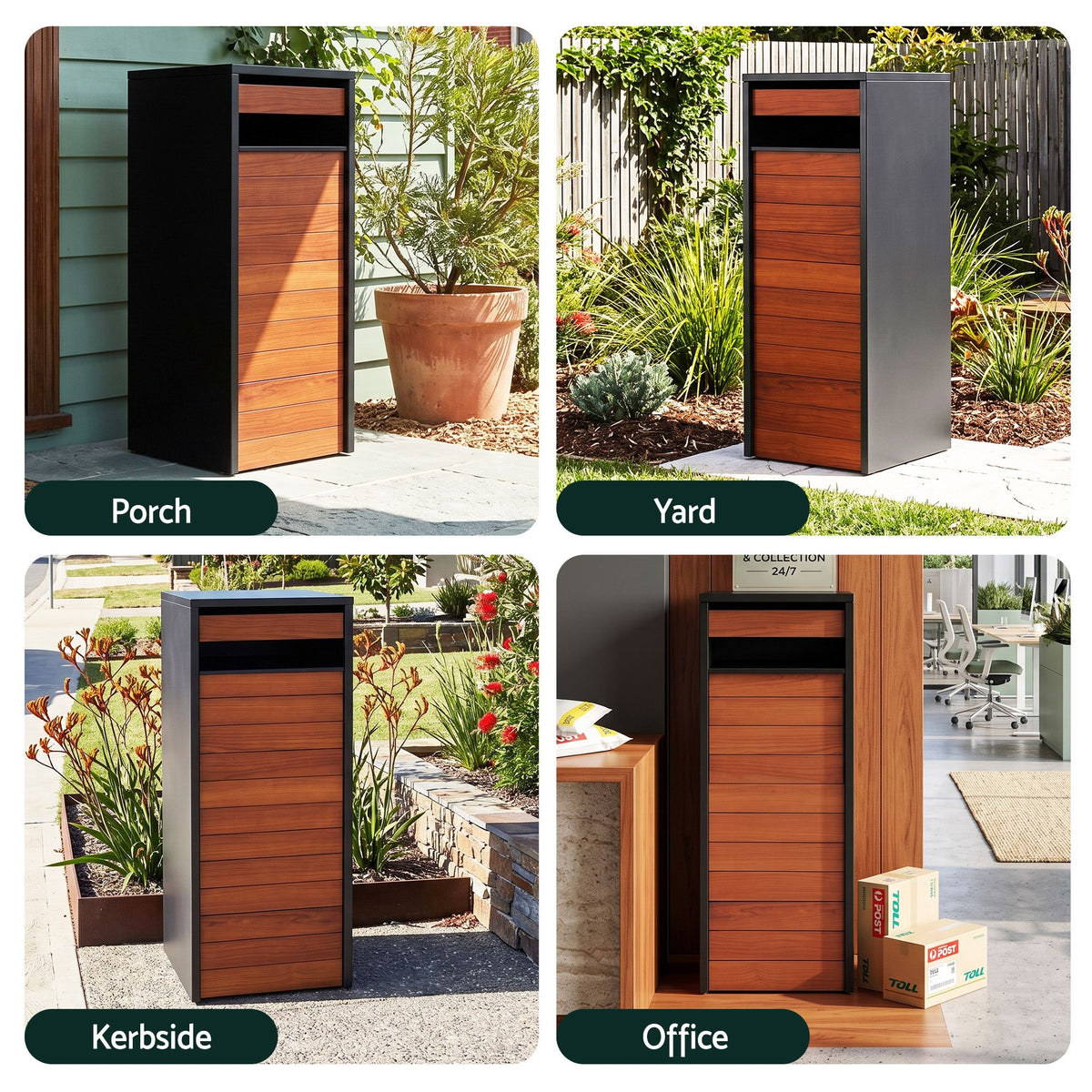 Parcel Letterbox Drop Box Package Slot Mailbox Walnut Lockable Steel Unit