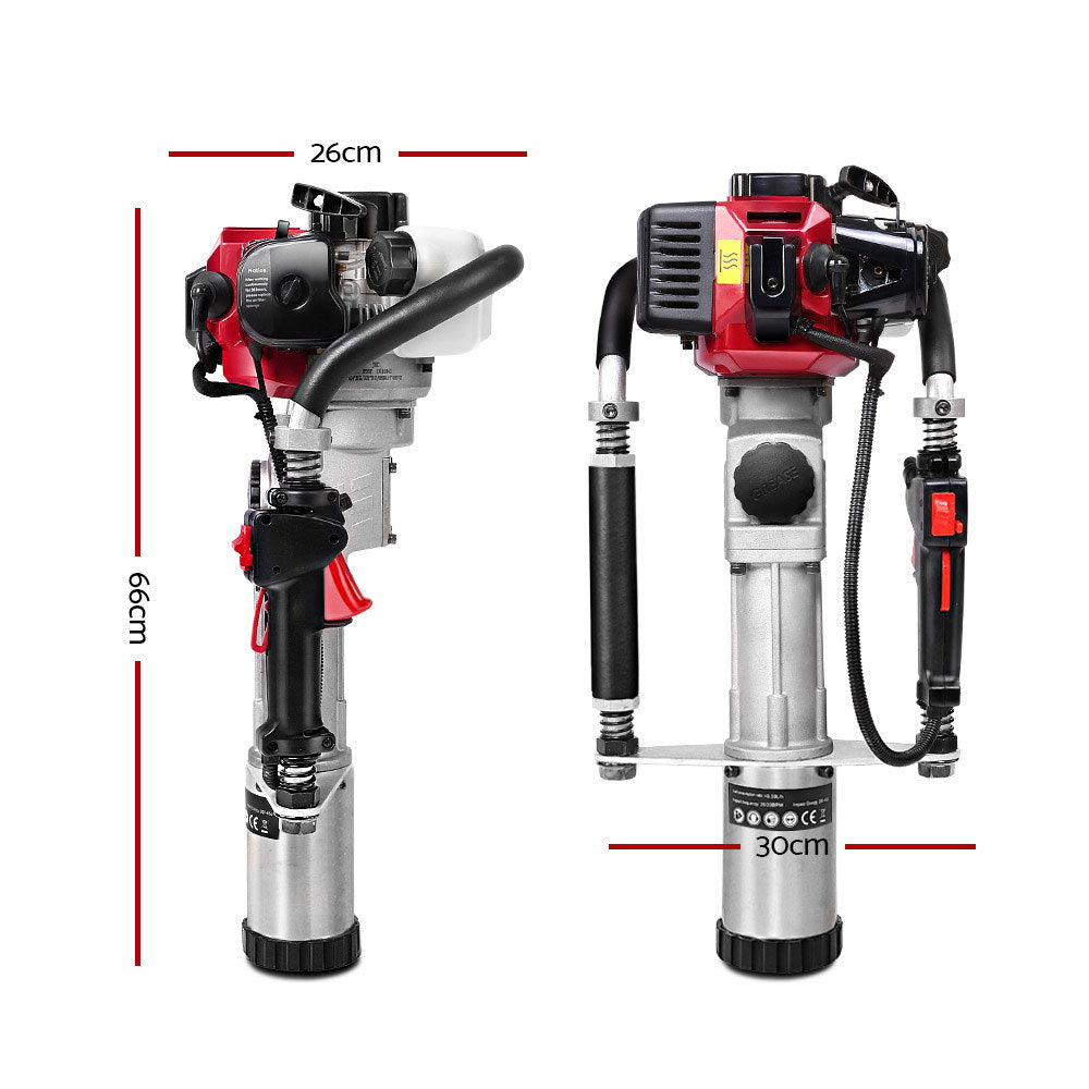Giantz Petrol Post Driver 2-Stroke 32.7CC Rammer Pile Star Picket Fence Hole Red