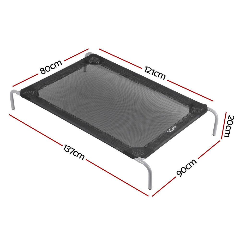 Pet Dog Bed Elevated Trampoline Durable Raised Heavy Duty Large Dogs 90x137cm Black