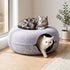 Cat Bed with Tunnel 60x28CM Donut Felt Cave Hideaway Detachable Grey