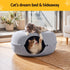 Cat Bed with Tunnel 60x28CM Donut Felt Cave Hideaway Detachable Grey