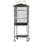 136cm Bird Cage Aviary Open Top Parrot Budgie Stand Wheels Black