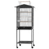 136cm Bird Cage Aviary Open Top Parrot Budgie Stand Wheels Black