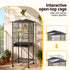 136cm Bird Cage Aviary Open Top Parrot Budgie Stand Wheels Black