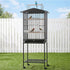 136cm Bird Cage Aviary Open Top Parrot Budgie Stand Wheels Black