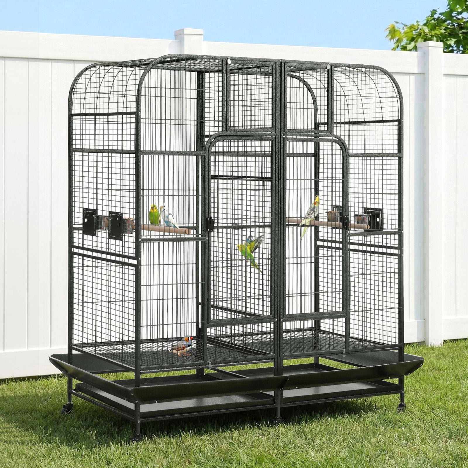Bird Cage Extra Large Aviary 185cm Pet Parrot Cage Castor Wheel Removable Divider